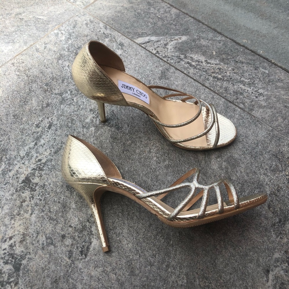 Jimmy Choo Straits D’Orsay Gold Sandals